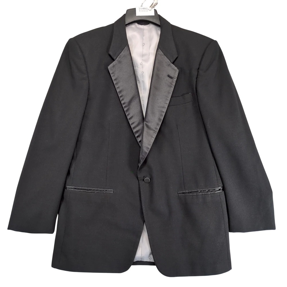 Christian Dior Monsieur Black Tuxedo Jacket Mens 41R Satin Trim Elegant Timeless